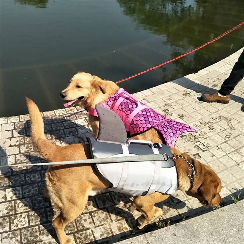 Funny Shark Costume Pet Life Jacket Vest for Medium Large Dogs Summer Beach Big Dog Swimsuit Golden Retriever Mascotas Clothes