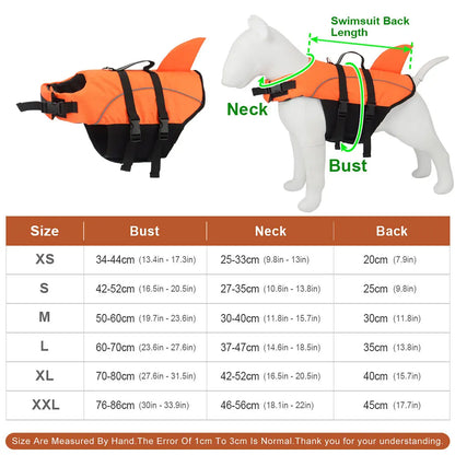 Shark Pet Life Jacket Dog Swim Vest Swimsuit Jacket Summer Small Medium Dog Coat Reflective Clothes XS-2XL