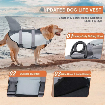 Dogs Life Jacket Adjustable High Buoyancy Pets Swim Vest with Rescue Handle Preserver Flotation Vest for Small Medium Large Dogs
