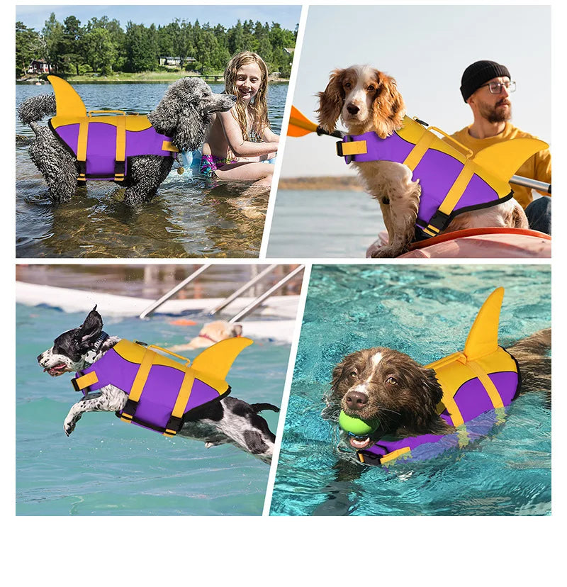 Lifevest for Dogs Super Buoyancy Mermaid Shark Dog Life Jacket for Small Large Dogs Reflective Safe Puppy Swimsuit with Handle