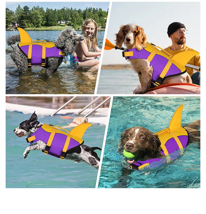 Lifevest for Dogs Super Buoyancy Mermaid Shark Dog Life Jacket for Small Large Dogs Reflective Safe Puppy Swimsuit with Handle
