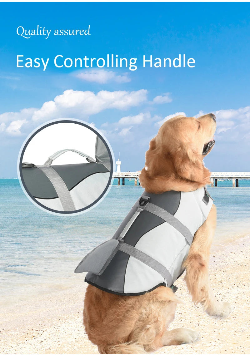 Lifevest for Dogs Super Buoyancy Mermaid Shark Dog Life Jacket for Small Large Dogs Reflective Safe Puppy Swimsuit with Handle