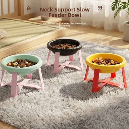 Plastic Slow-Feeding Bowl With Stand Bite-resistant Cat Bowl Large Diameter High Feet Elevated Cat Bowl Outdoor Use