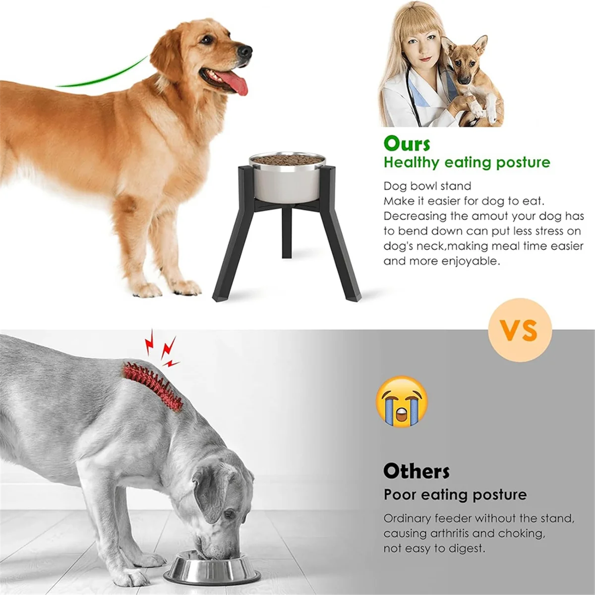 2025+ Dog Bowl Stand for Medium Large Dogs, Adjustable Width Elevated Dog Bowls 7-10.6inch, Raised Dog Food Water Bowls