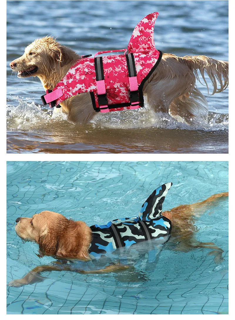 Lifevest for Dogs Super Buoyancy Mermaid Shark Dog Life Jacket for Small Large Dogs Reflective Safe Puppy Swimsuit with Handle