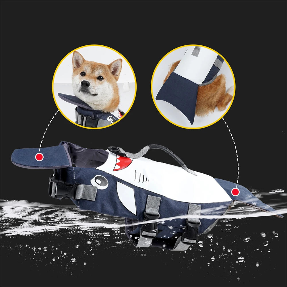 Summer Shark Pet Life Jacket Buoyancy Dog Swimsuit Vest  Swimming Clothes Pet Coat Supplies