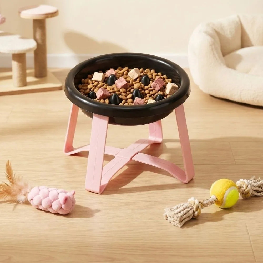 Plastic Slow-Feeding Bowl With Stand Bite-resistant Cat Bowl Large Diameter High Feet Elevated Cat Bowl Outdoor Use