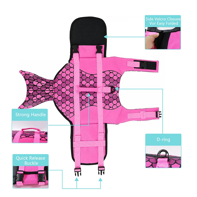 Funny Shark Costume Pet Life Jacket Vest for Medium Large Dogs Summer Beach Big Dog Swimsuit Golden Retriever Mascotas Clothes