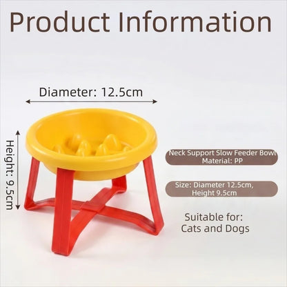 Plastic Slow-Feeding Bowl With Stand Bite-resistant Cat Bowl Large Diameter High Feet Elevated Cat Bowl Outdoor Use