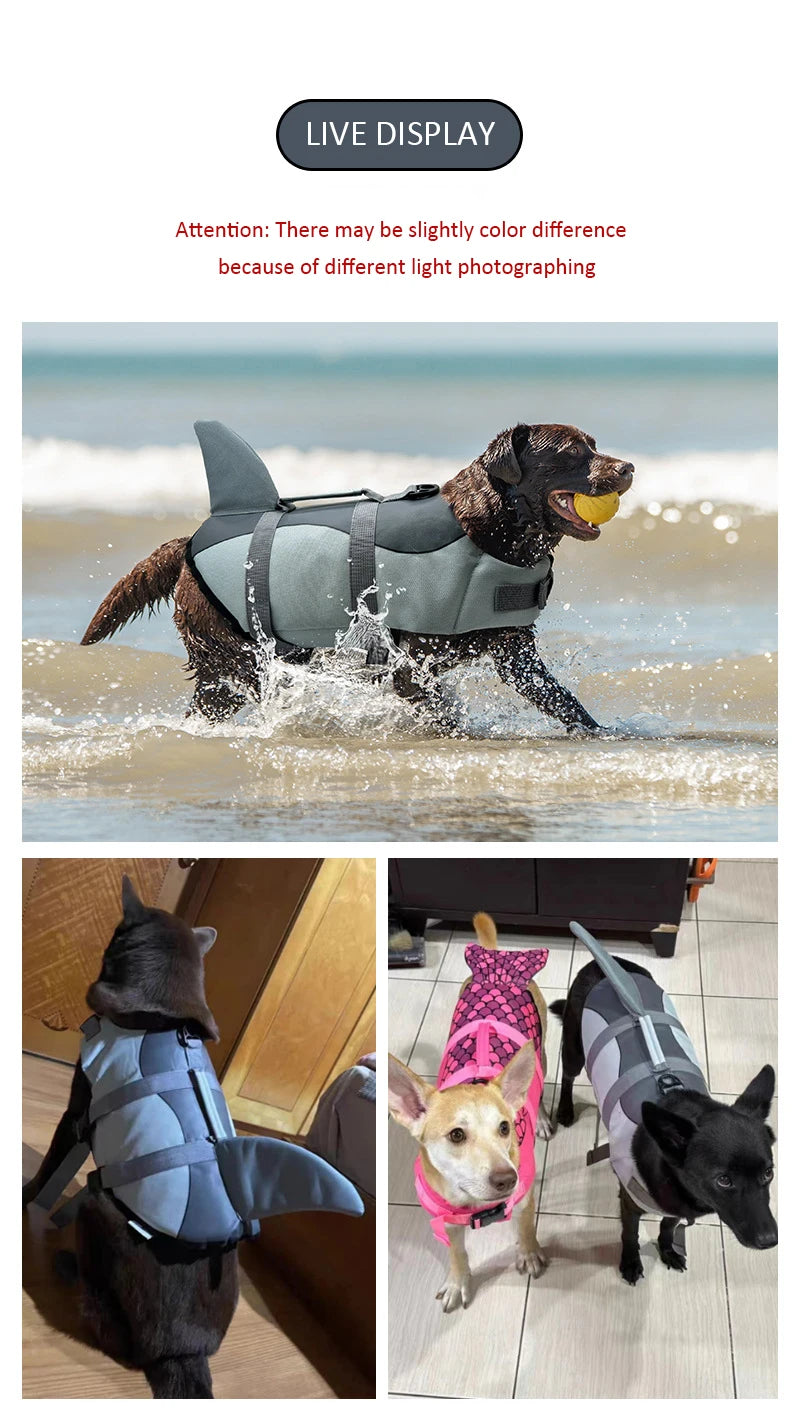 Lifevest for Dogs Super Buoyancy Mermaid Shark Dog Life Jacket for Small Large Dogs Reflective Safe Puppy Swimsuit with Handle