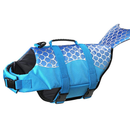 Lifevest for Dogs Super Buoyancy Mermaid Shark Dog Life Jacket for Small Large Dogs Reflective Safe Puppy Swimsuit with Handle