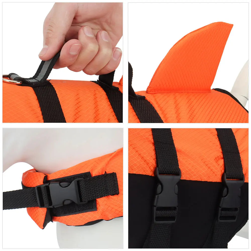 Shark Pet Life Jacket Dog Swim Vest Swimsuit Jacket Summer Small Medium Dog Coat Reflective Clothes XS-2XL