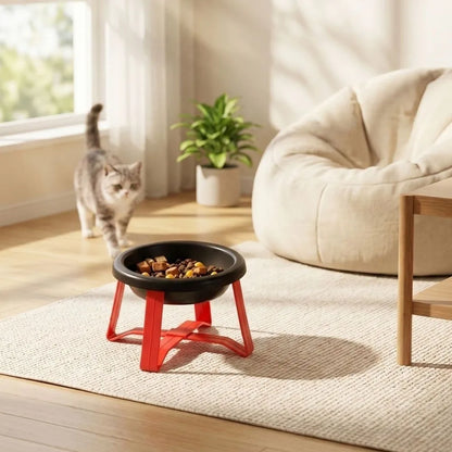 Plastic Slow-Feeding Bowl With Stand Bite-resistant Cat Bowl Large Diameter High Feet Elevated Cat Bowl Outdoor Use