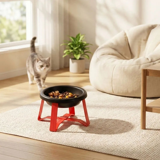 Plastic Slow-Feeding Bowl With Stand Bite-resistant Cat Bowl Large Diameter High Feet Elevated Cat Bowl Outdoor Use