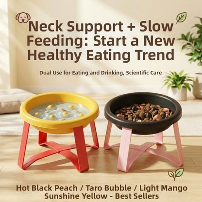 Plastic Slow-Feeding Bowl With Stand Bite-resistant Cat Bowl Large Diameter High Feet Elevated Cat Bowl Outdoor Use