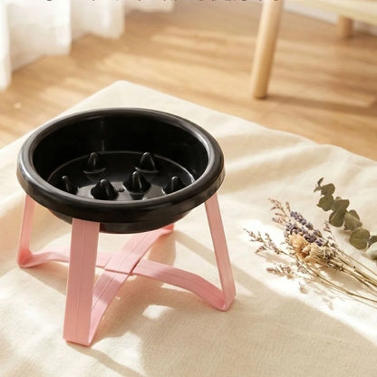 Plastic Slow-Feeding Bowl With Stand Bite-resistant Cat Bowl Large Diameter High Feet Elevated Cat Bowl Outdoor Use