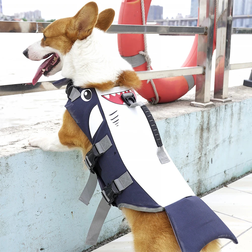 Summer Shark Pet Life Jacket Buoyancy Dog Swimsuit Vest  Swimming Clothes Pet Coat Supplies