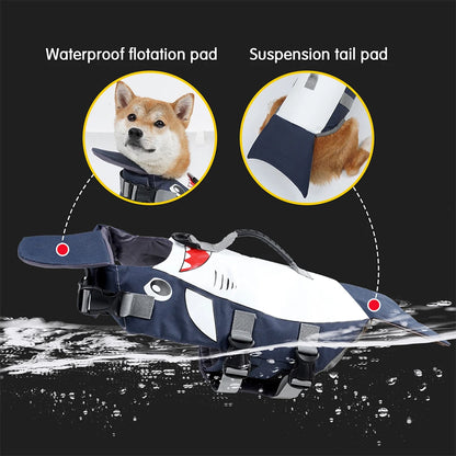 Summer Shark Pet Life Jacket Buoyancy Dog Swimsuit Vest  Swimming Clothes Pet Coat Supplies
