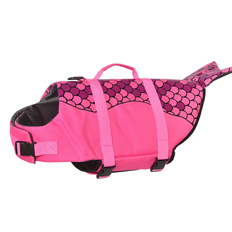 Lifevest for Dogs Super Buoyancy Mermaid Shark Dog Life Jacket for Small Large Dogs Reflective Safe Puppy Swimsuit with Handle