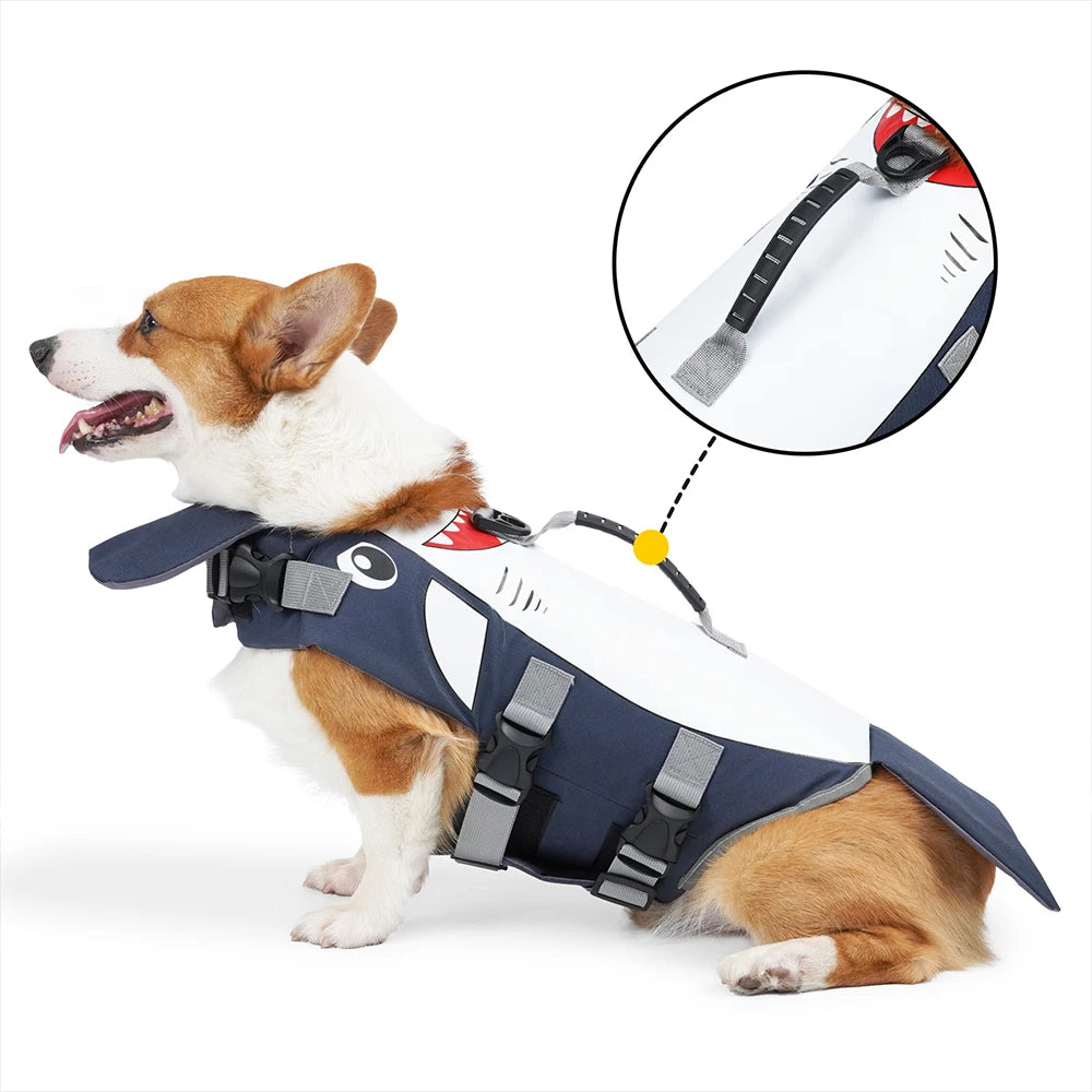 Summer Shark Pet Life Jacket Buoyancy Dog Swimsuit Vest  Swimming Clothes Pet Coat Supplies