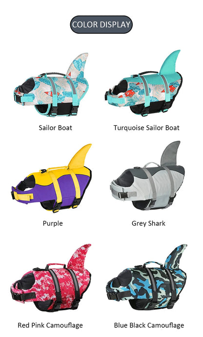 Lifevest for Dogs Super Buoyancy Mermaid Shark Dog Life Jacket for Small Large Dogs Reflective Safe Puppy Swimsuit with Handle