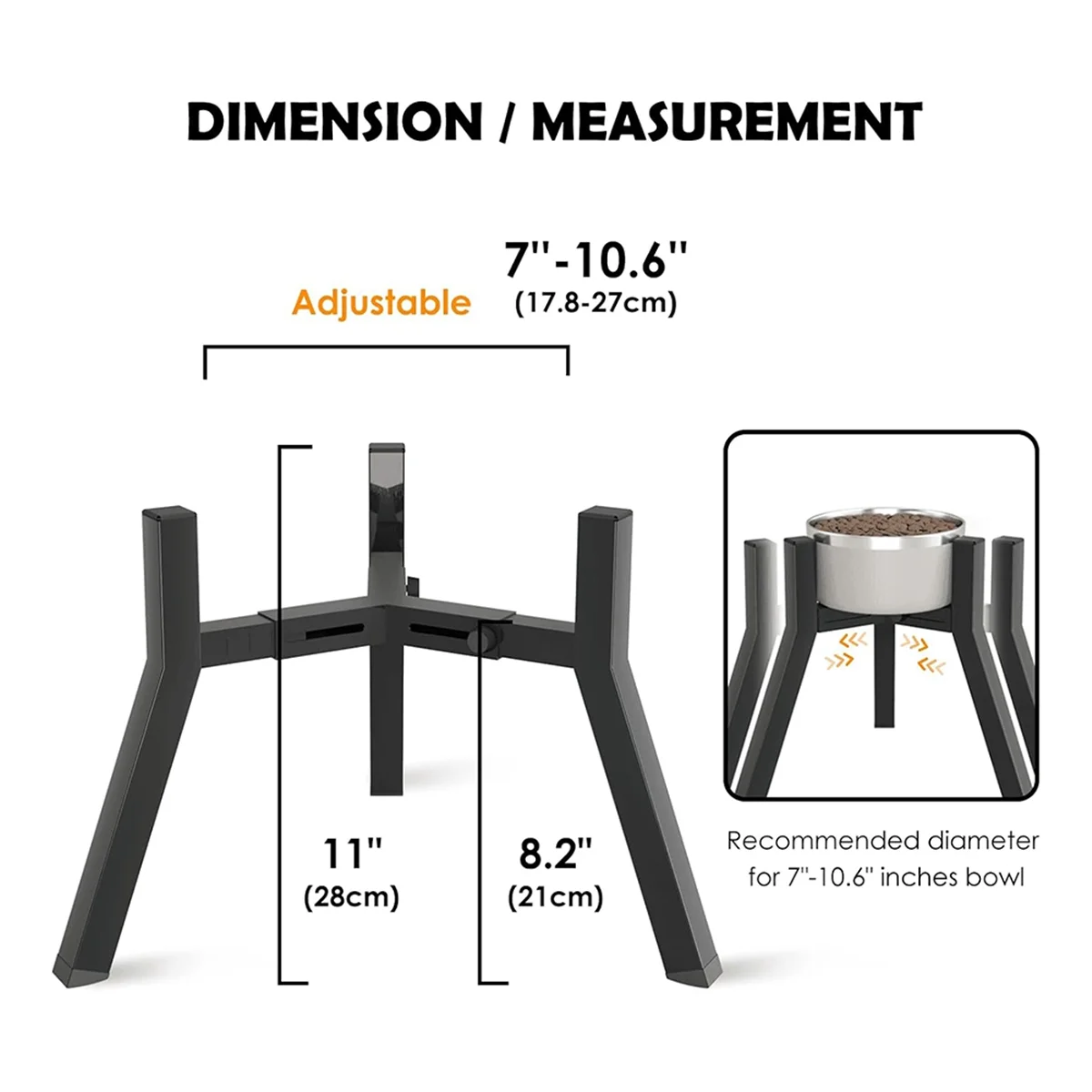 2025+ Dog Bowl Stand for Medium Large Dogs, Adjustable Width Elevated Dog Bowls 7-10.6inch, Raised Dog Food Water Bowls