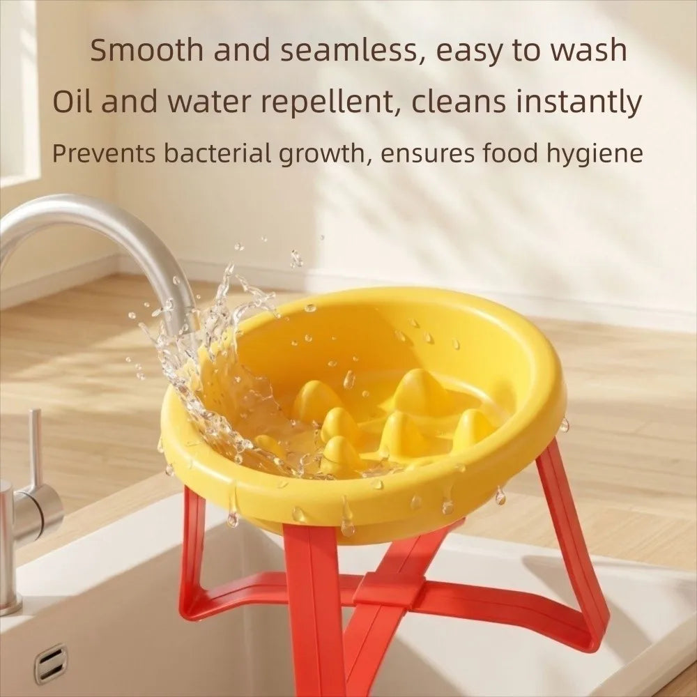 Plastic Slow-Feeding Bowl With Stand Bite-resistant Cat Bowl Large Diameter High Feet Elevated Cat Bowl Outdoor Use