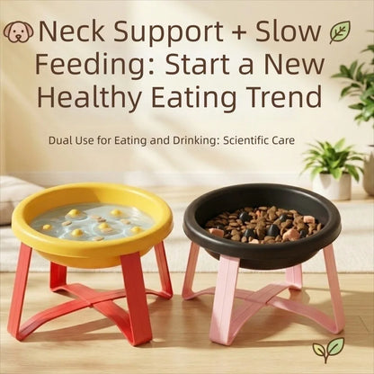 Plastic Slow-Feeding Bowl With Stand Bite-resistant Cat Bowl Large Diameter High Feet Elevated Cat Bowl Outdoor Use